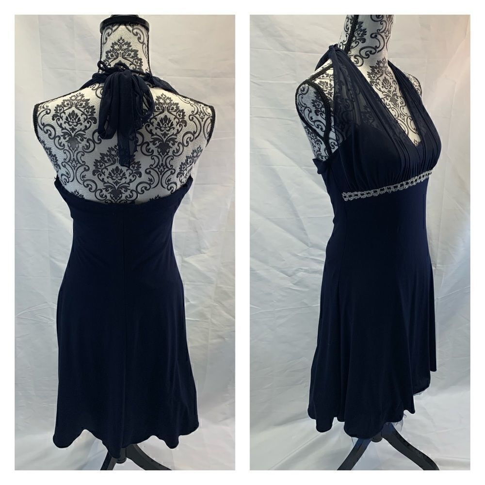 Teeze Me Navy halter dress w/silver sparkl… - Picture 10 of 11